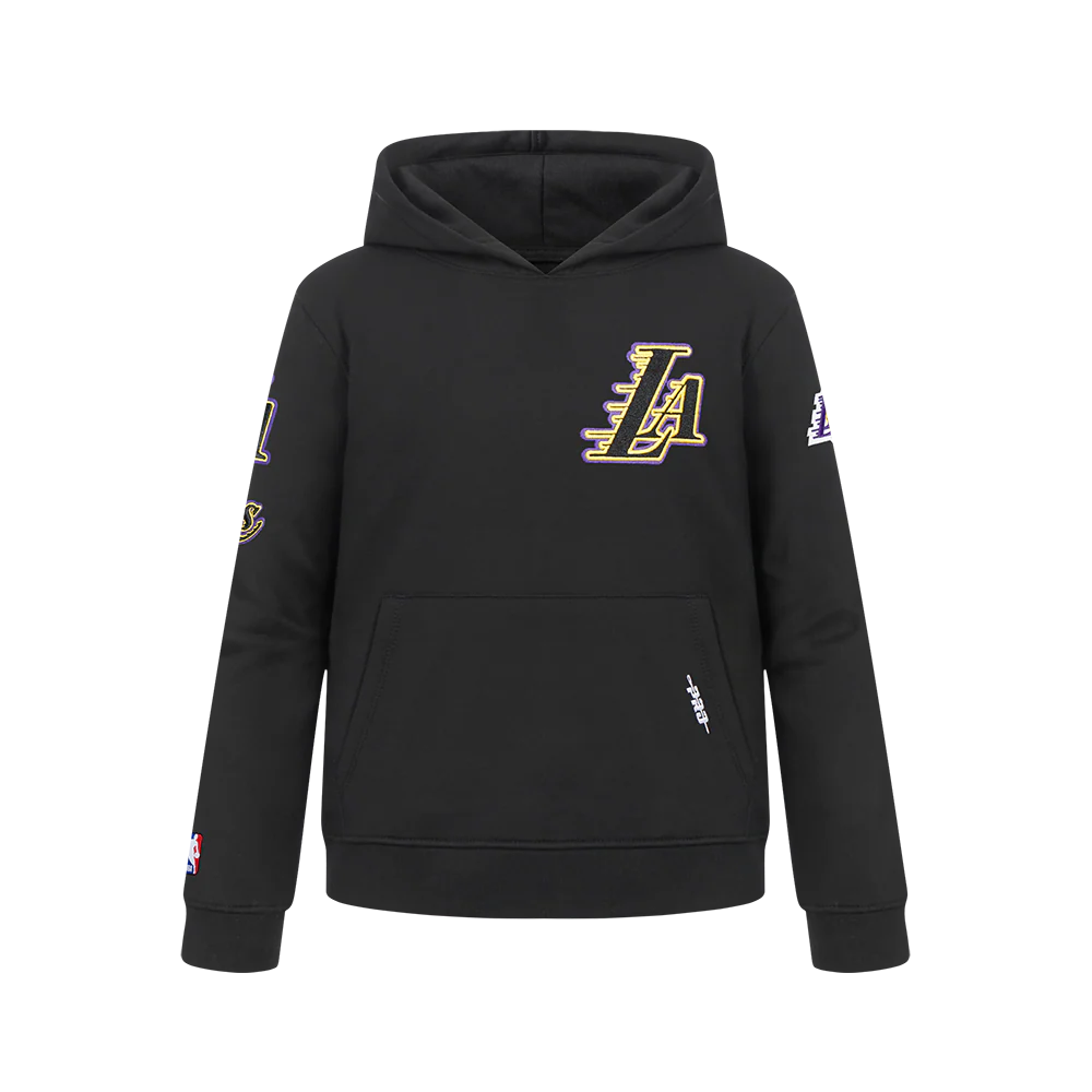 NBA LOS ANGELES LAKERS CLASSIC BIG BOYS FLEECE PULLOVER HOODIE (BLACK)