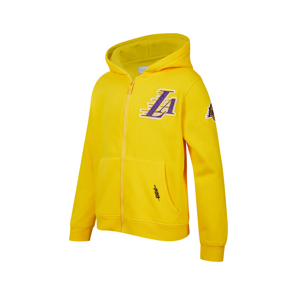 NBA LOS ANGELES LAKERS CLASSIC BIG BOYS FLEECE FULL ZIP HOODIE (YELLOW) - Image 2