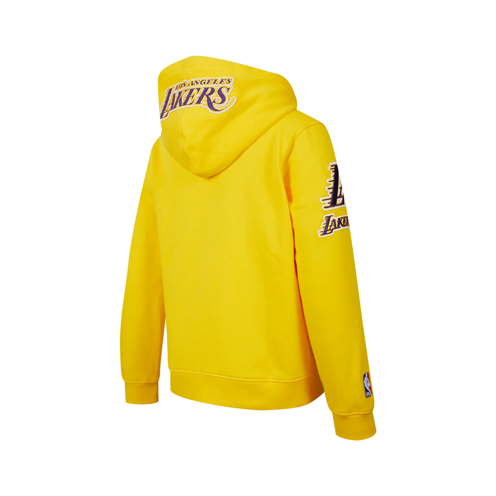 NBA LOS ANGELES LAKERS CLASSIC BIG BOYS FLEECE FULL ZIP HOODIE (YELLOW) - Image 4