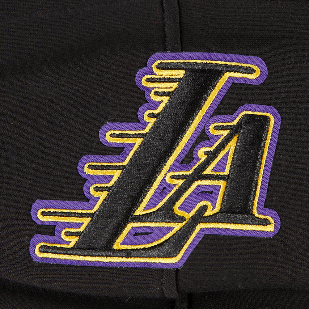 NBA LOS ANGELES LAKERS RETRO CLASSIC BIG BOYS RIB FLEECE PULLOVER HOODIE (BLACK/PURPLE) - Image 6