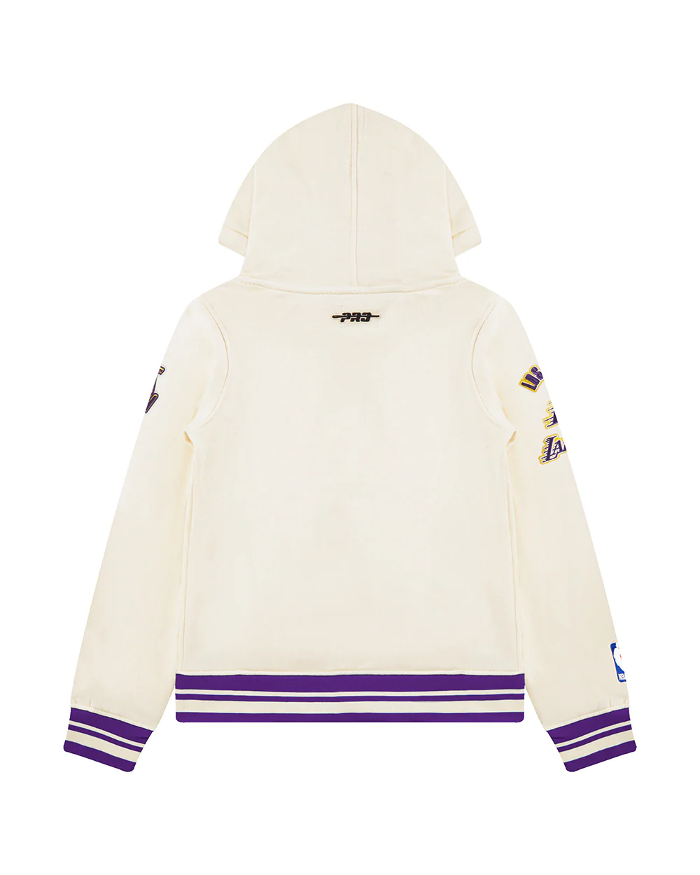 NBA LOS ANGELES LAKERS RETRO CLASSIC BIG BOYS RIB FLEECE PULLOVER HOODIE (EGGSHELL/ PURPLE) - Image 2