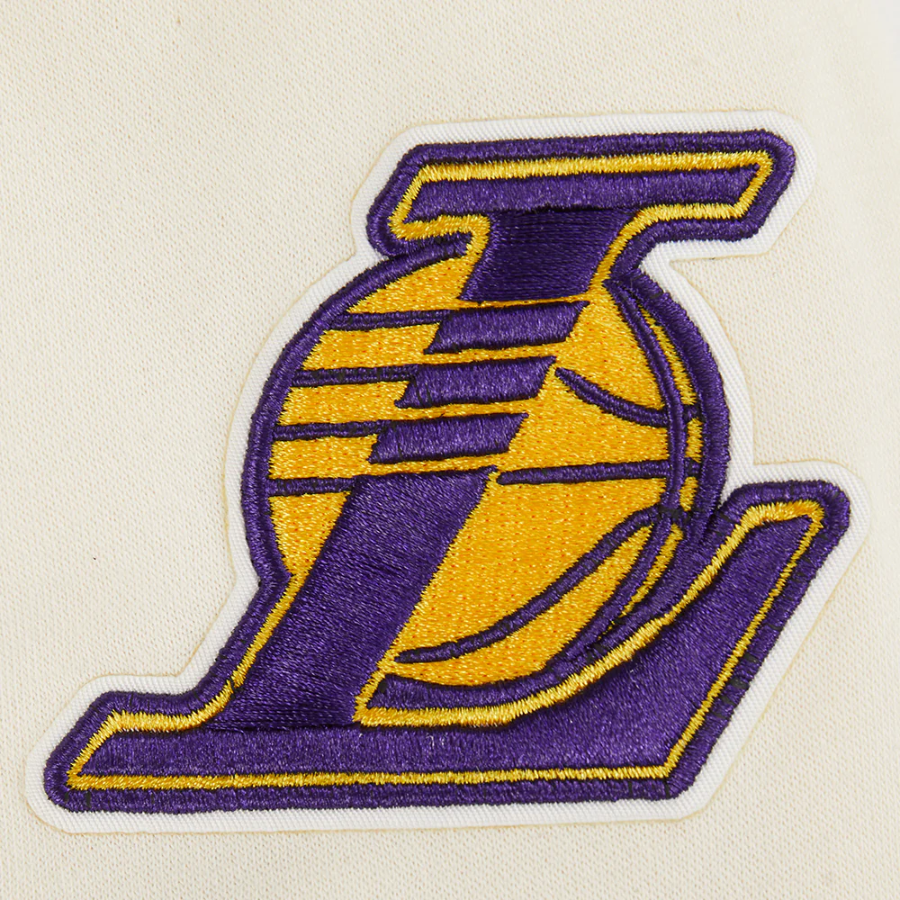 NBA LOS ANGELES LAKERS RETRO CLASSIC BIG BOYS RIB FLEECE PULLOVER HOODIE (EGGSHELL/ PURPLE) - Image 6