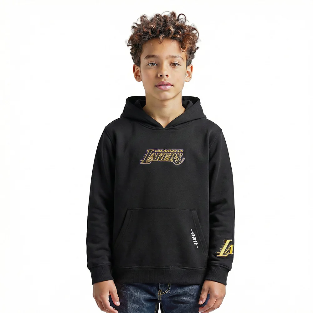 LOS ANGELES LAKERS WINGSPAN BIG BOY'S DROP SHOULDER FLC PO HOODIE (BLACK) - Image 2
