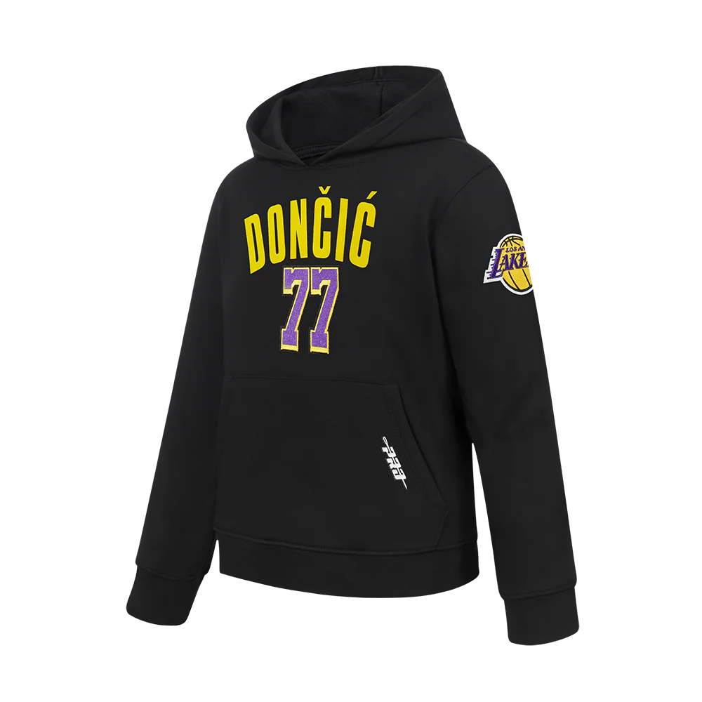 NBA LOS ANGELES LAKERS LUKA DONCIC #77 CLASSIC PNN BIG BOY'S FLEECE PO (BLACK) - Image 2