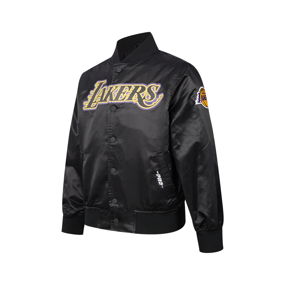 NBA LOS ANGELES LAKERS CLASSIC BIG BOYS SATIN JACKET (BLACK) - Image 2