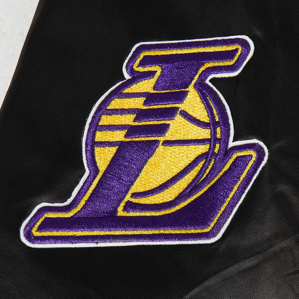 NBA LOS ANGELES LAKERS CLASSIC BIG BOYS SATIN JACKET (BLACK) - Image 6