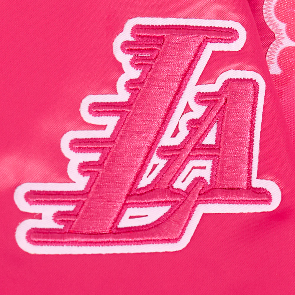 NBA LOS ANGELES LAKERS TRIPLE PINK BIG GIRLS SATIN JACKET (BEETROOT PURPLE) - Image 5