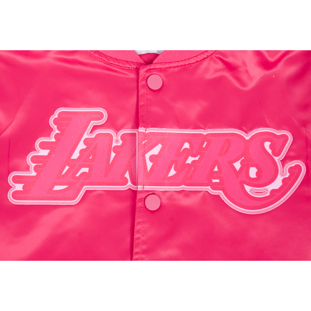 NBA LOS ANGELES LAKERS TRIPLE PINK BIG GIRLS SATIN JACKET (BEETROOT PURPLE) - Image 7