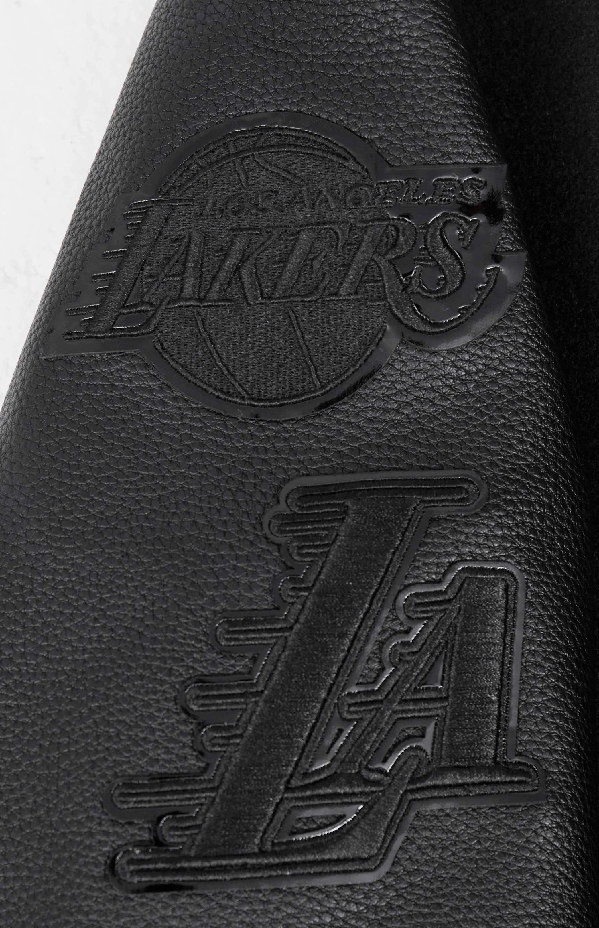 NBA LOS ANGELES LAKERS TRIPLE BLACK BIG BOYS WOOL VARSITY JACKET (JET BLACK) - Image 3