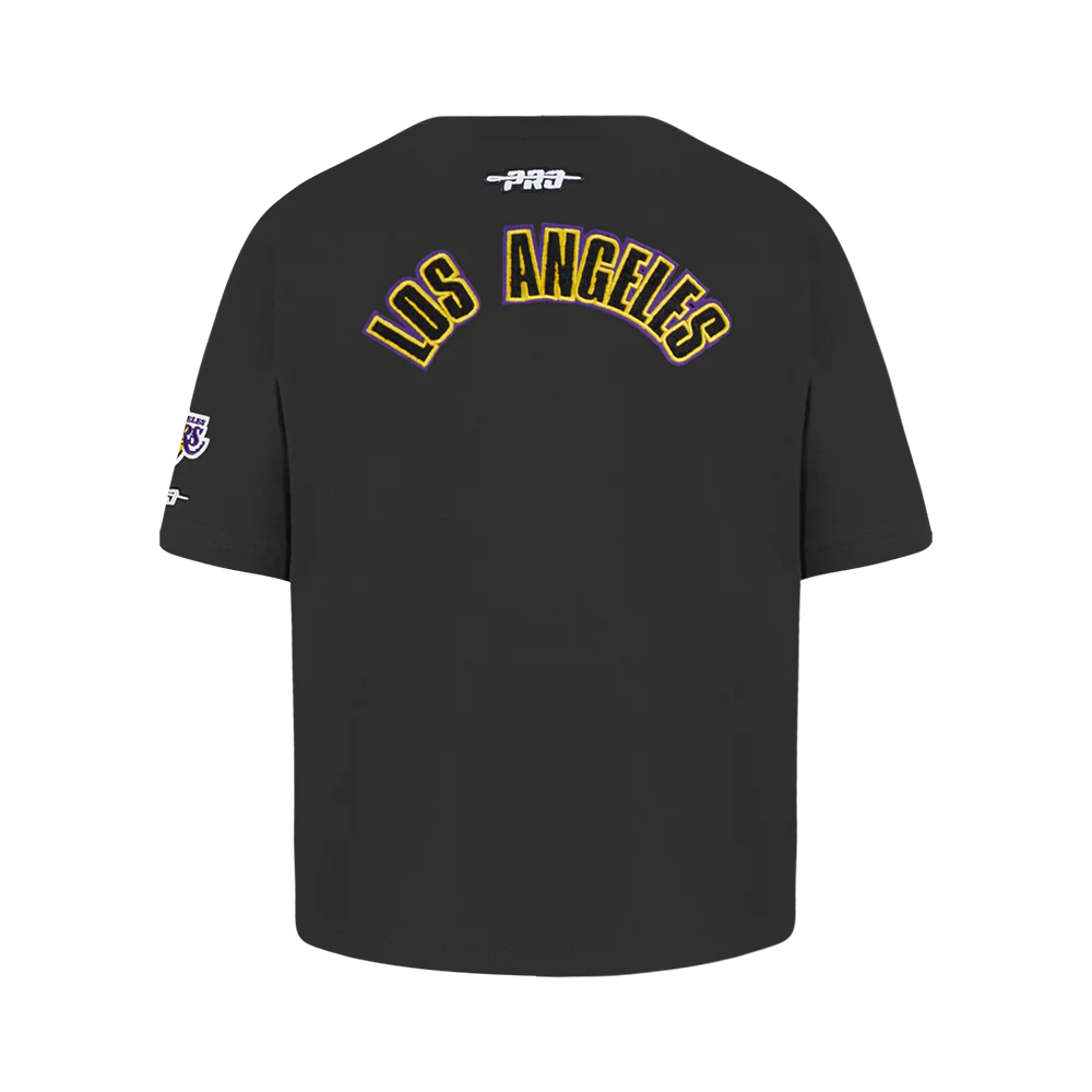 NBA LOS ANGELES LAKERS CLASSIC BIG GIRLS SHORT SLEEVE BOXY TEE (BLACK) - Image 3