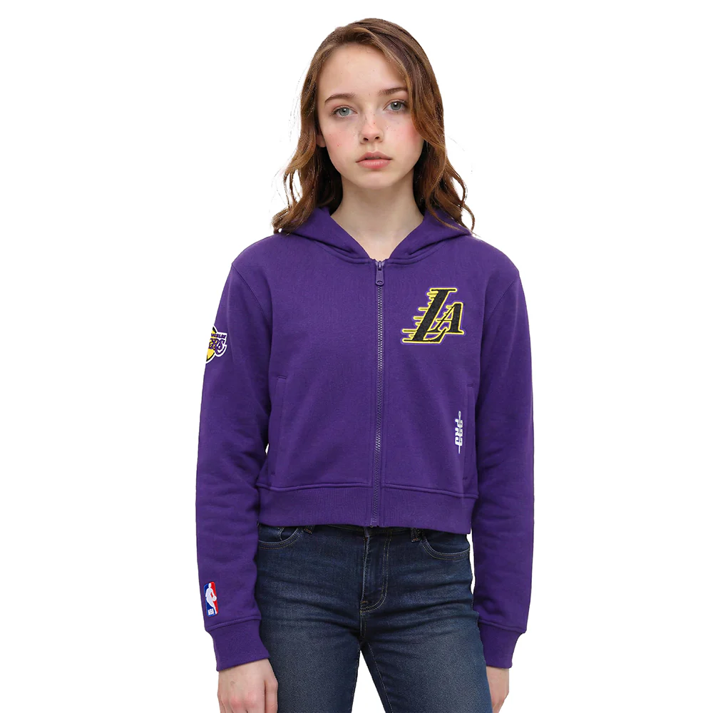 NBA LOS ANGELES LAKERS CLASSIC BIG GIRLS FLEECE FULL ZIP HOODIE (PURPLE)