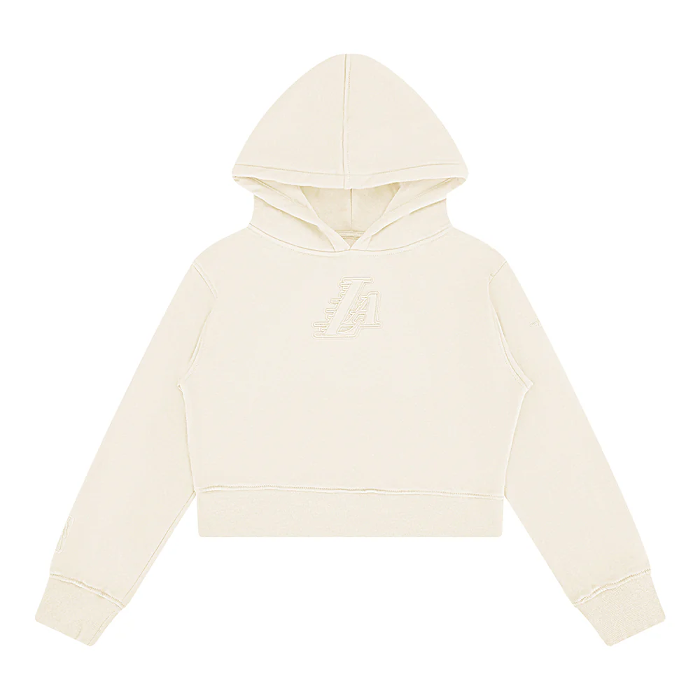 NBA LOS ANGELES LAKERS NEUTRAL BIG GIRLS FLEECE PULLOVER HOODIE (EGGSHELL)