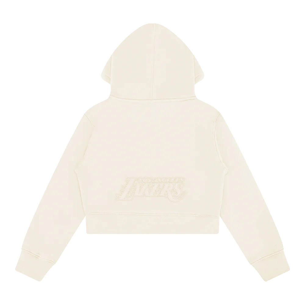 NBA LOS ANGELES LAKERS NEUTRAL BIG GIRLS FLEECE PULLOVER HOODIE (EGGSHELL) - Image 2