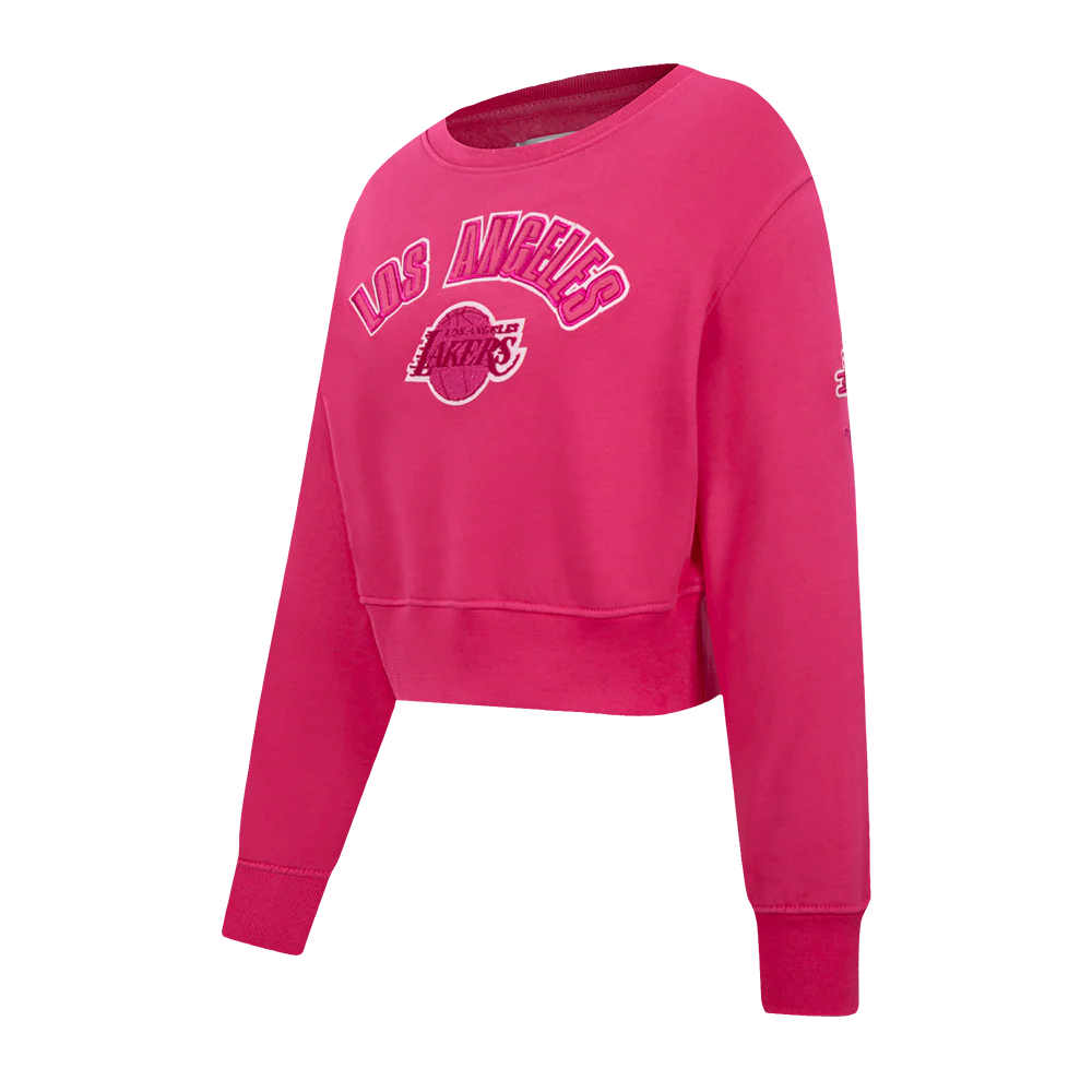 NBA LOS ANGELES LAKERS TRIPLE PINK BIG GIRLS FLEECE CREWNECK (BEETROOT PURPLE) - Image 2