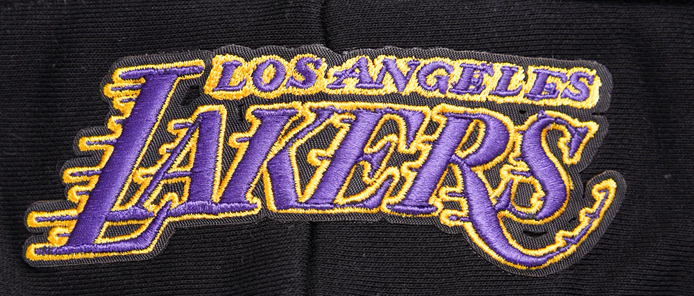 NBA LOS ANGELES LAKERS SCRIPT TAIL WOMEN'S RIB FLEECE CROPPED PULLOVER HOODIE (BLACK/PURPLE) - Image 5