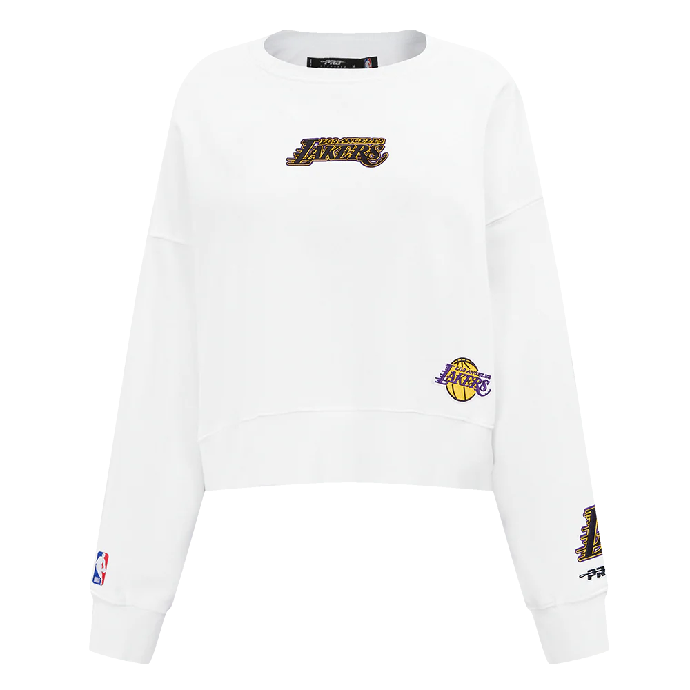 LOS ANGELES LAKERS WINGSPAN WOMEN'S FLC CREWNECK (WHITE) - Image 3