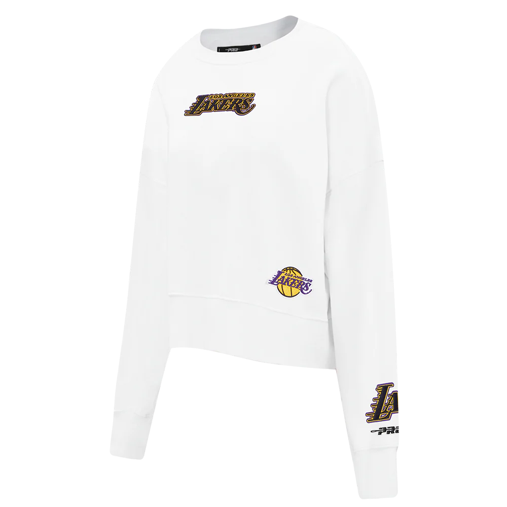 LOS ANGELES LAKERS WINGSPAN WOMEN'S FLC CREWNECK (WHITE) - Image 4