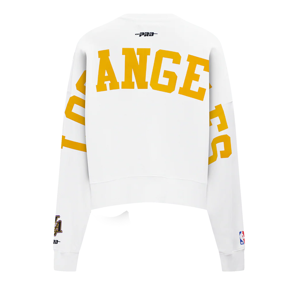 LOS ANGELES LAKERS WINGSPAN WOMEN'S FLC CREWNECK (WHITE) - Image 5