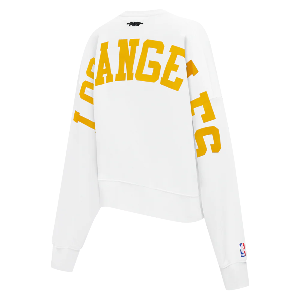 LOS ANGELES LAKERS WINGSPAN WOMEN'S FLC CREWNECK (WHITE) - Image 6