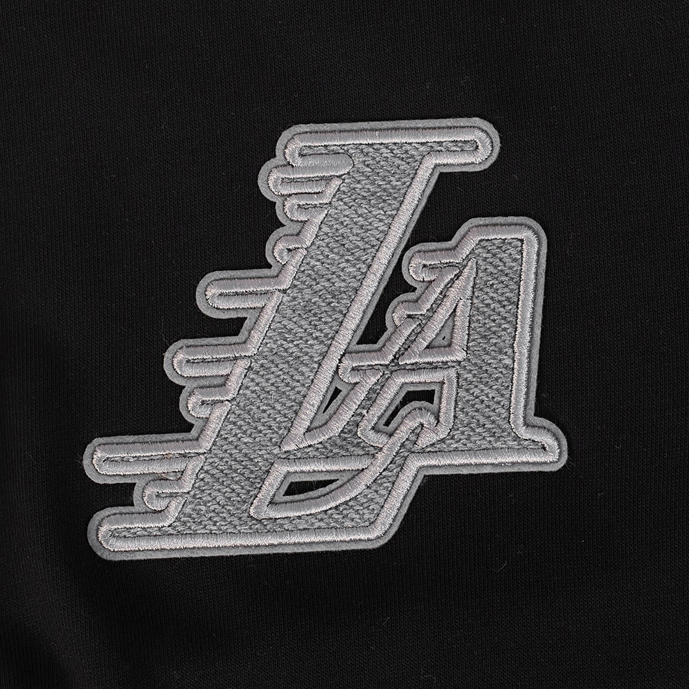 NBA LOS ANGELES LAKERS REVERSE FRENCH TERRY WOMEN'S COLOR BLOCK FLEECE FULL ZIP HOODIE (BLACK/GRAY/EGGSHELL) - Image 5