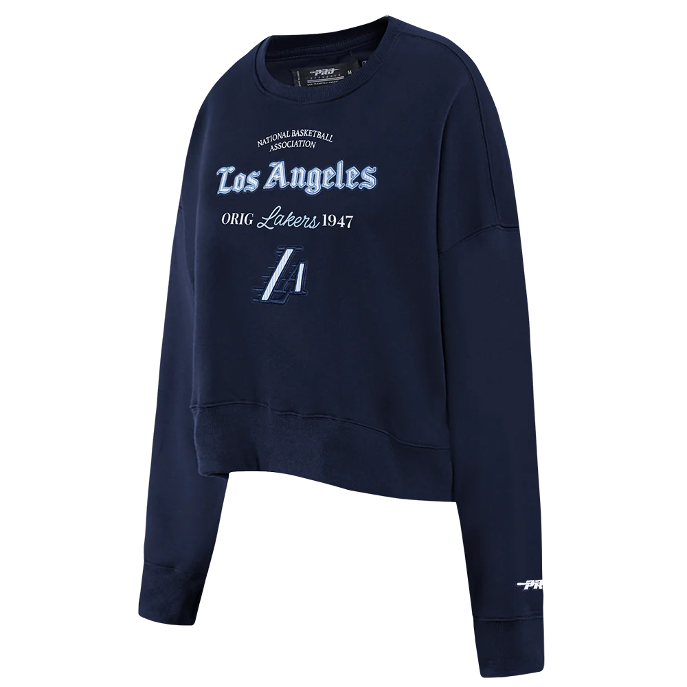 NBA LOS ANGELES LAKERS COUNTRY CLUB WOMEN'S DOUBLE KNIT CREWNECK (MIDNIGHT NAVY) - Image 2
