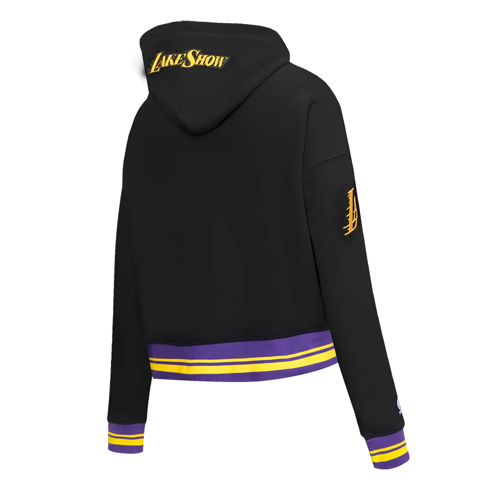 NBA LOS ANGELES LAKERS CITY EDITION 24-25 WOMEN'S RIB FLEECE CROPPED PO H (BLACK/PURPLE) - Image 4