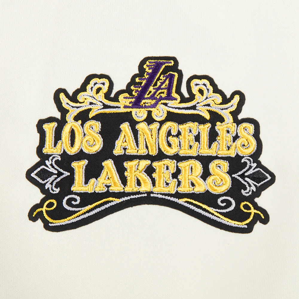 NBA LOS ANGELES LAKERS REBEL ATHLETICS WOMEN'S FLC CREWNECK (EGGSHELL) - Image 5