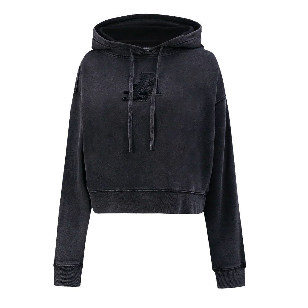 NBA LOS ANGELES LAKERS WASHED CLASSIC WOMEN'S ENZYME WASH FT CROPPED P (WASHED BLACK)