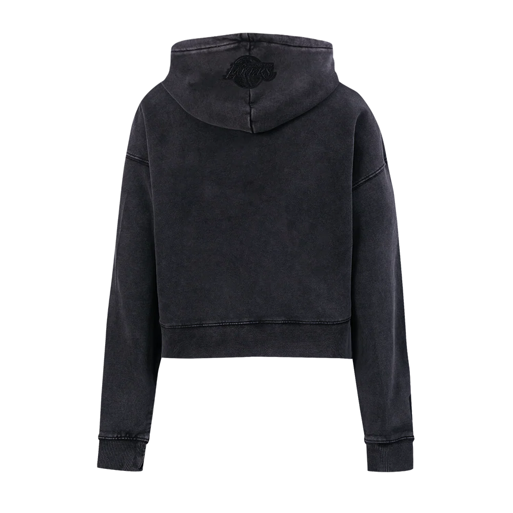 NBA LOS ANGELES LAKERS WASHED CLASSIC WOMEN'S ENZYME WASH FT CROPPED P (WASHED BLACK) - Image 3