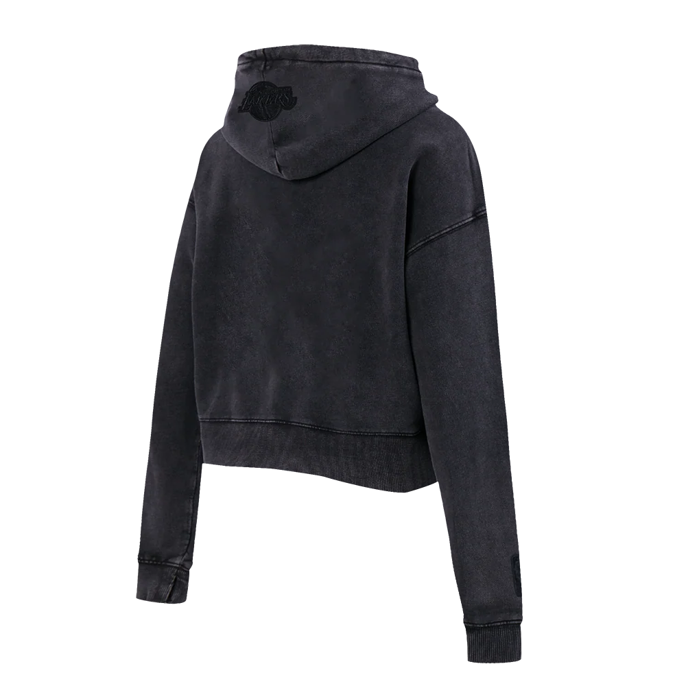 NBA LOS ANGELES LAKERS WASHED CLASSIC WOMEN'S ENZYME WASH FT CROPPED P (WASHED BLACK) - Image 4