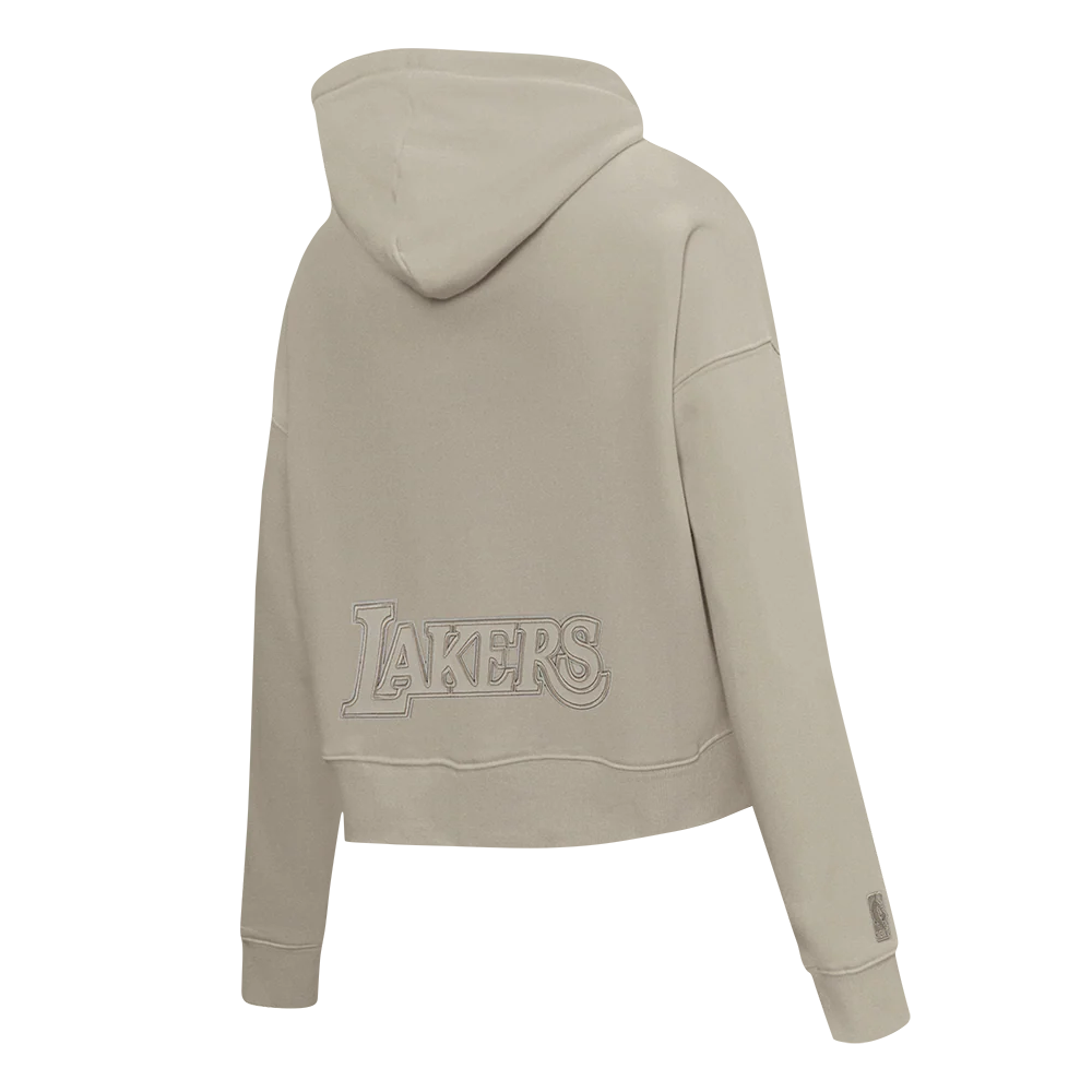 NBA LOS ANGELES LAKERS NEUTRAL WOMEN'S FLC CROPPED PO HOODIE (TAUPE) - Image 6