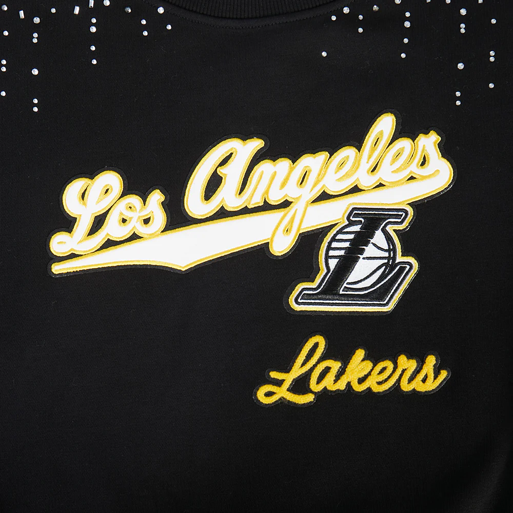 NBA LOS ANGELES LAKERS LEGACY WOMEN'S FLC CREWNECK (BLACK) - Image 5