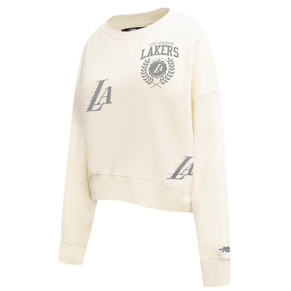 NBA LOS ANGELES LAKERS STREET TEAM WOMEN'S FLC CREWNECK (EGGSHELL) - Image 3