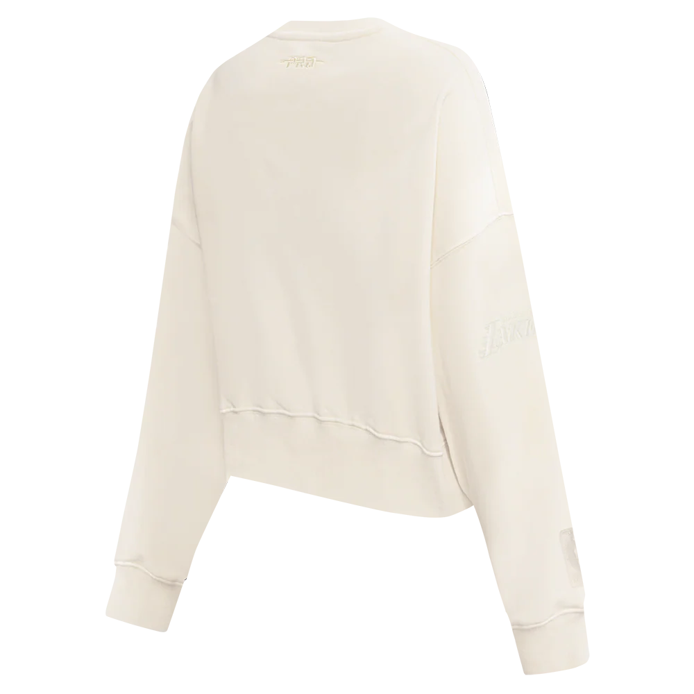 NBA LOS ANGELES LAKERS LUKA DONCIC #77 NEUTRAL PNN WOMEN'S FLC CREWNECK (EGGSHELL) - Image 6