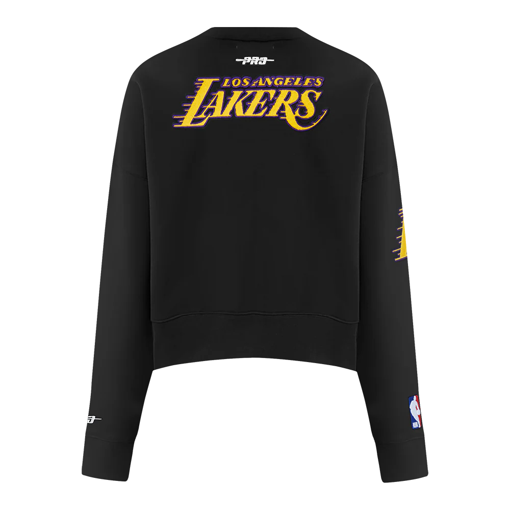 NBA LOS ANGELES LAKERS LUKA DONCIC #77 CLASSIC PNN WOMEN'S FLC CREWNEC (BLACK) - Image 5