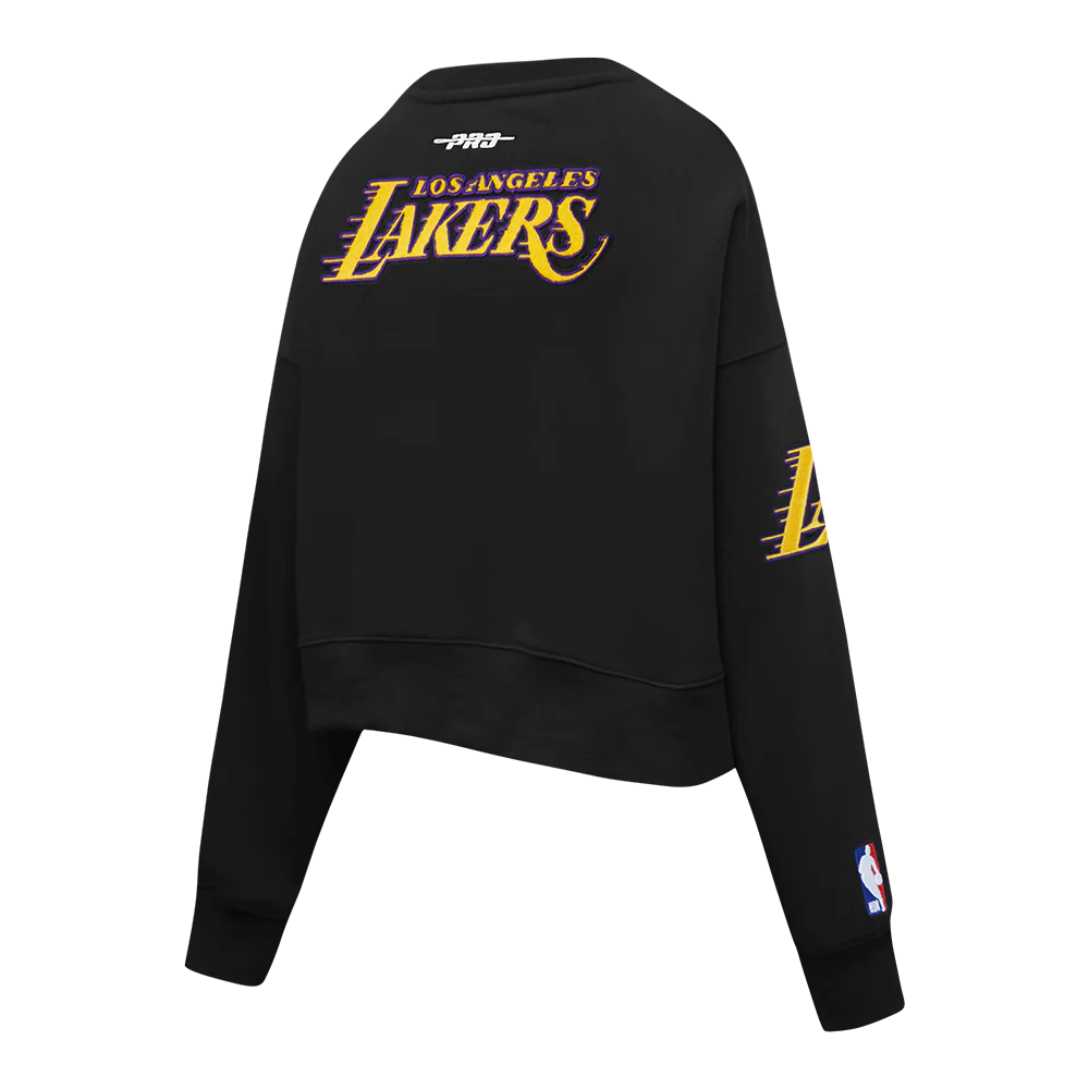NBA LOS ANGELES LAKERS LUKA DONCIC #77 CLASSIC PNN WOMEN'S FLC CREWNEC (BLACK) - Image 6