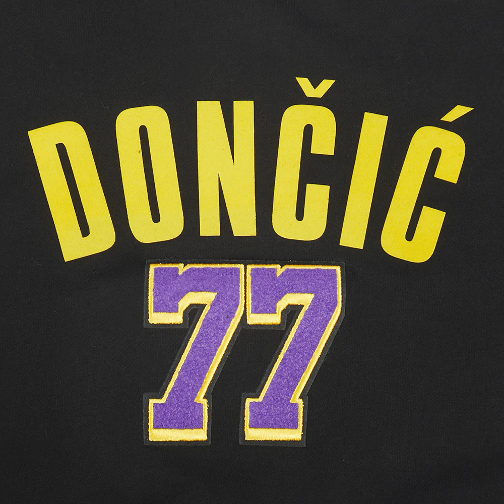 NBA LOS ANGELES LAKERS LUKA DONCIC #77 CLASSIC PNN WOMEN'S FLC CREWNEC (BLACK) - Image 9