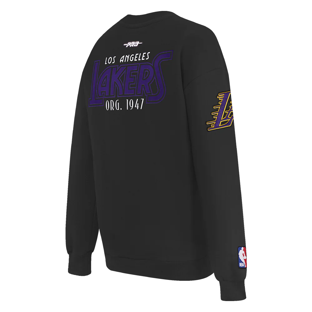 NBA LOS ANGELES LAKERS PARADISE WOMEN'S CREWNECK SWEATSHIRT (BLACK) - Image 4