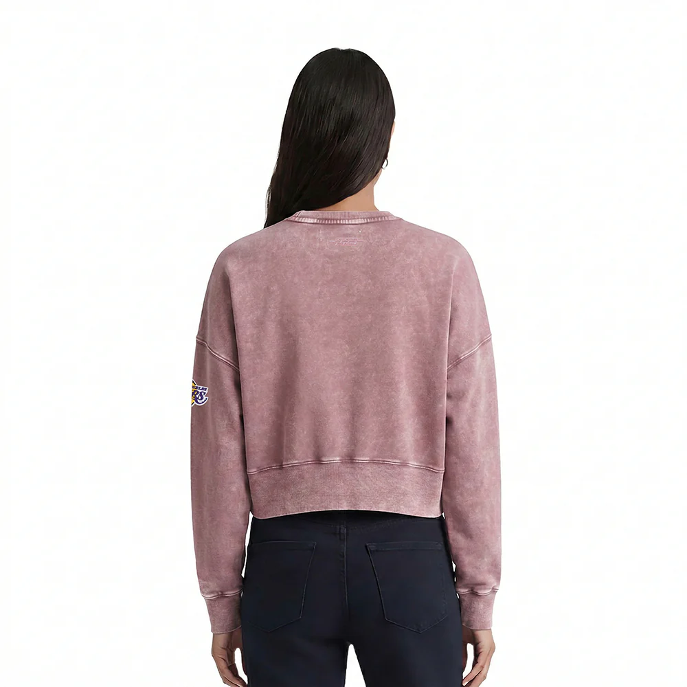 NBA LOS ANGELES LAKERS WASHED JEWELS WOMEN'S CREWNECK SWEATSHIRT (WASHED MAUVE) - Image 2