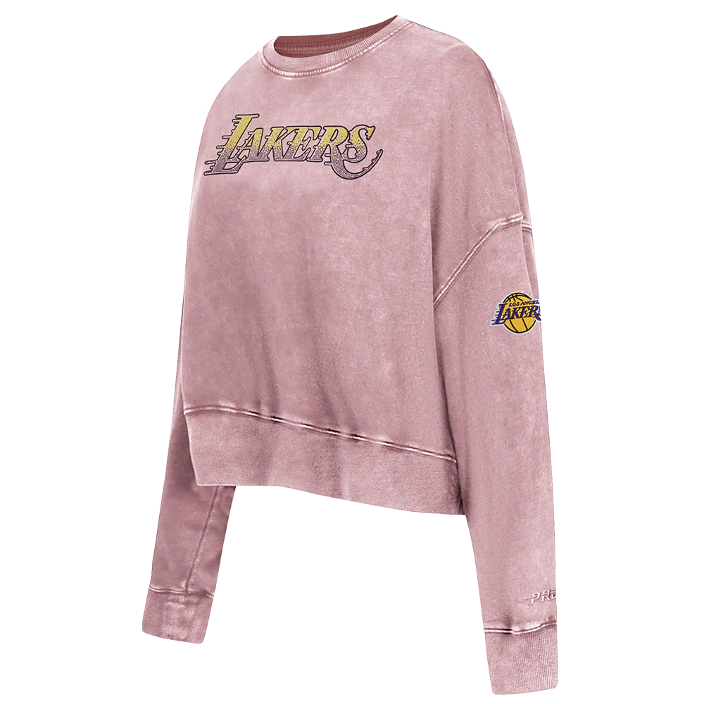 NBA LOS ANGELES LAKERS WASHED JEWELS WOMEN'S CREWNECK SWEATSHIRT (WASHED MAUVE) - Image 3