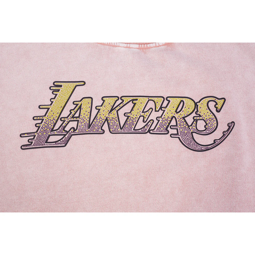 NBA LOS ANGELES LAKERS WASHED JEWELS WOMEN'S CREWNECK SWEATSHIRT (WASHED MAUVE) - Image 5