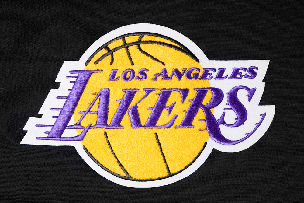 NBA LOS ANGELES LAKERS RETRO CLASSIC WOMEN'S CROPPED PULLOVER HOODIE (BLACK/PURPLE/YELLOW) - Image 6