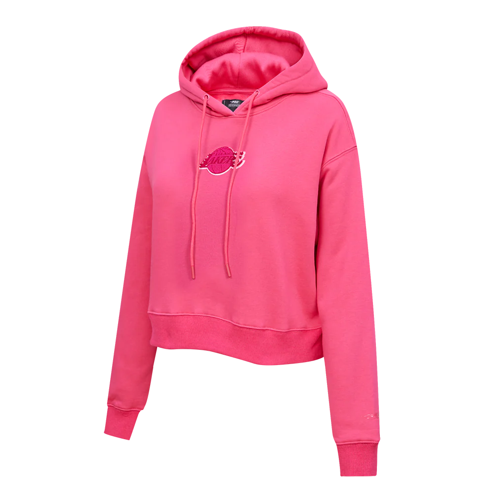 NBA LOS ANGELES LAKERS TRIPLE PINK WOMEN'S FLC CROPPED PO HOODIE (BEETROOT PURPLE) - Image 5