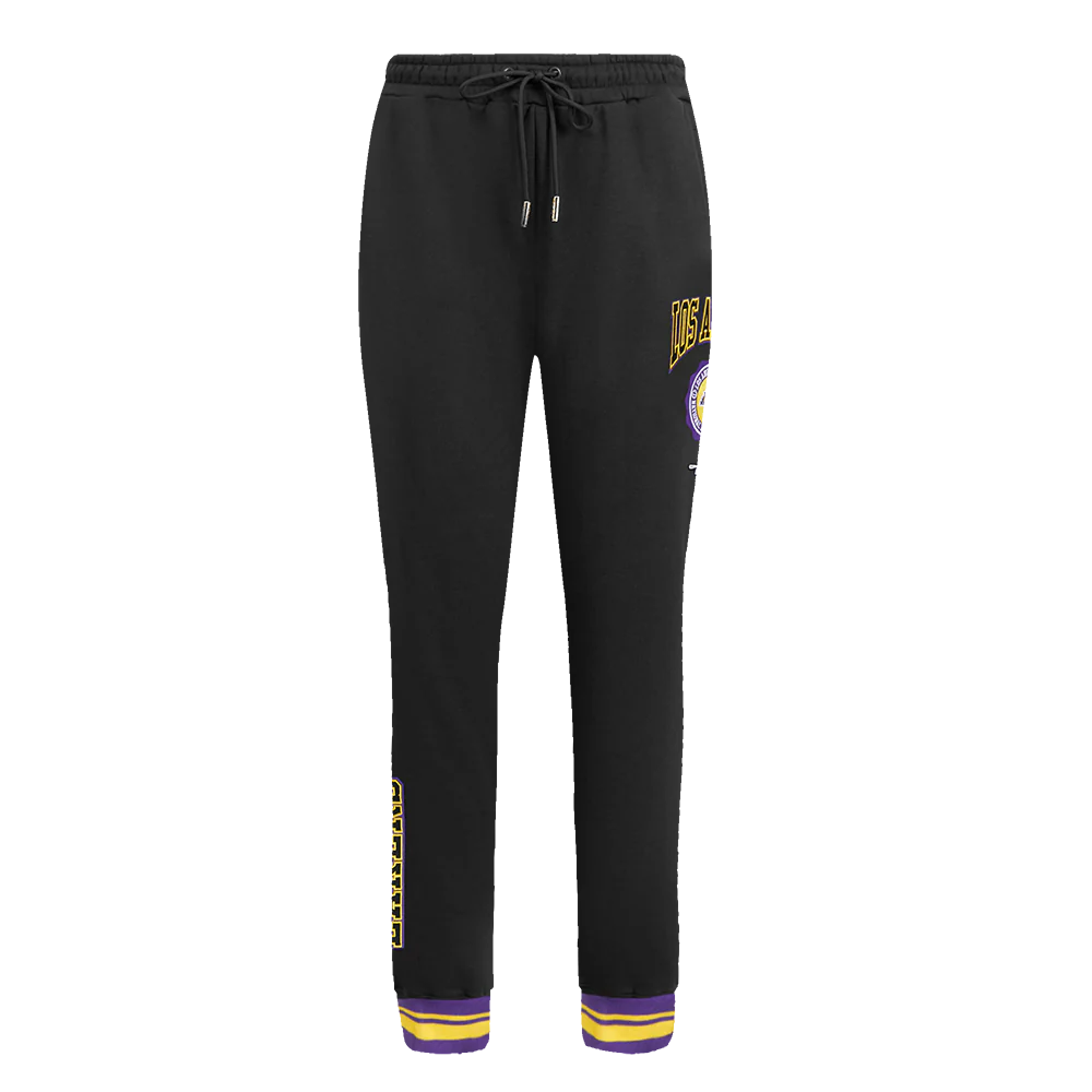 NBA LOS ANGELES LAKERS CREST EMBLEM WOMEN'S RIB FLC SWEATPANT (BLACK/PURPLE) - Image 2