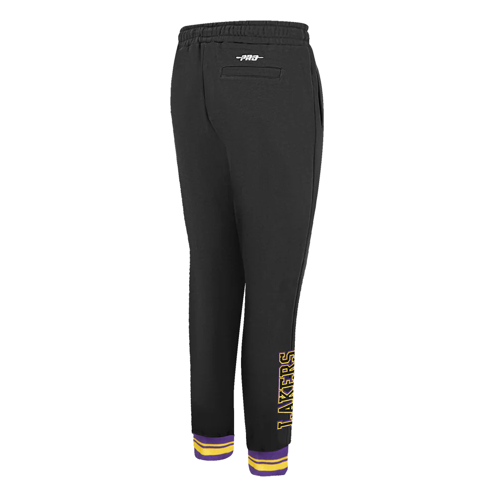 NBA LOS ANGELES LAKERS CREST EMBLEM WOMEN'S RIB FLC SWEATPANT (BLACK/PURPLE) - Image 3