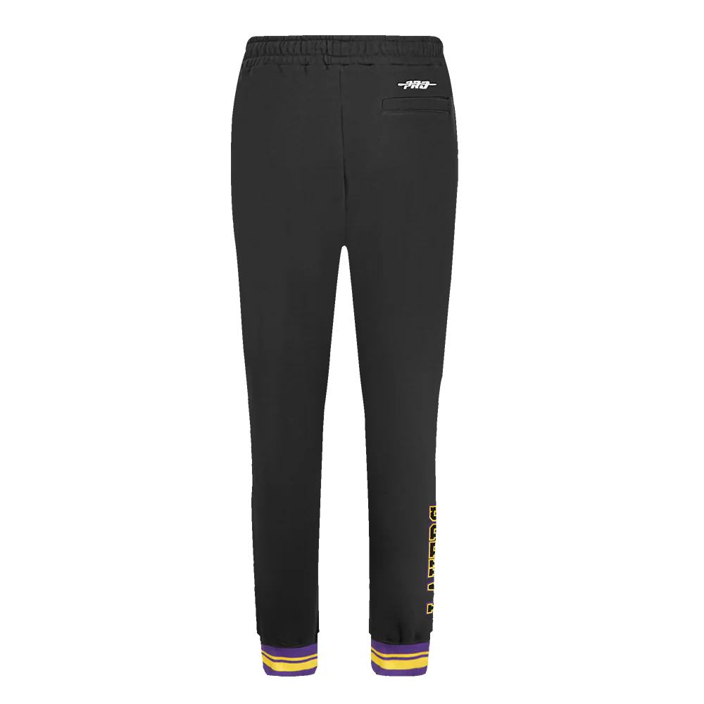 NBA LOS ANGELES LAKERS CREST EMBLEM WOMEN'S RIB FLC SWEATPANT (BLACK/PURPLE) - Image 4