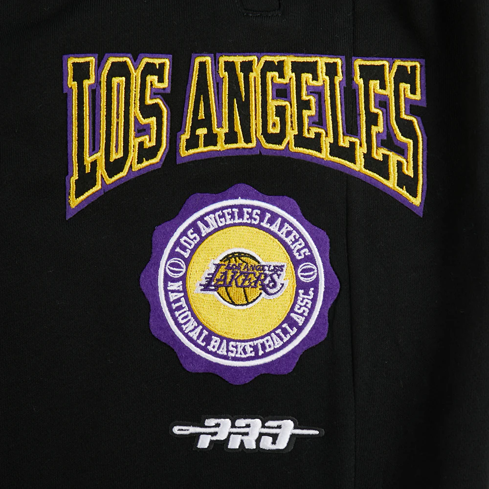 NBA LOS ANGELES LAKERS CREST EMBLEM WOMEN'S RIB FLC SWEATPANT (BLACK/PURPLE) - Image 6