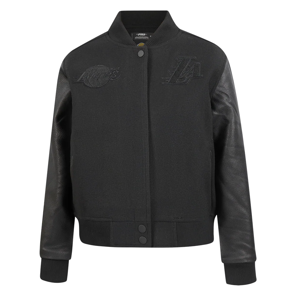 NBA LOS ANGELES LAKERS CLASSIC 3BK WOMEN'S WOOL VARSITY JACKET (JET BLACK)