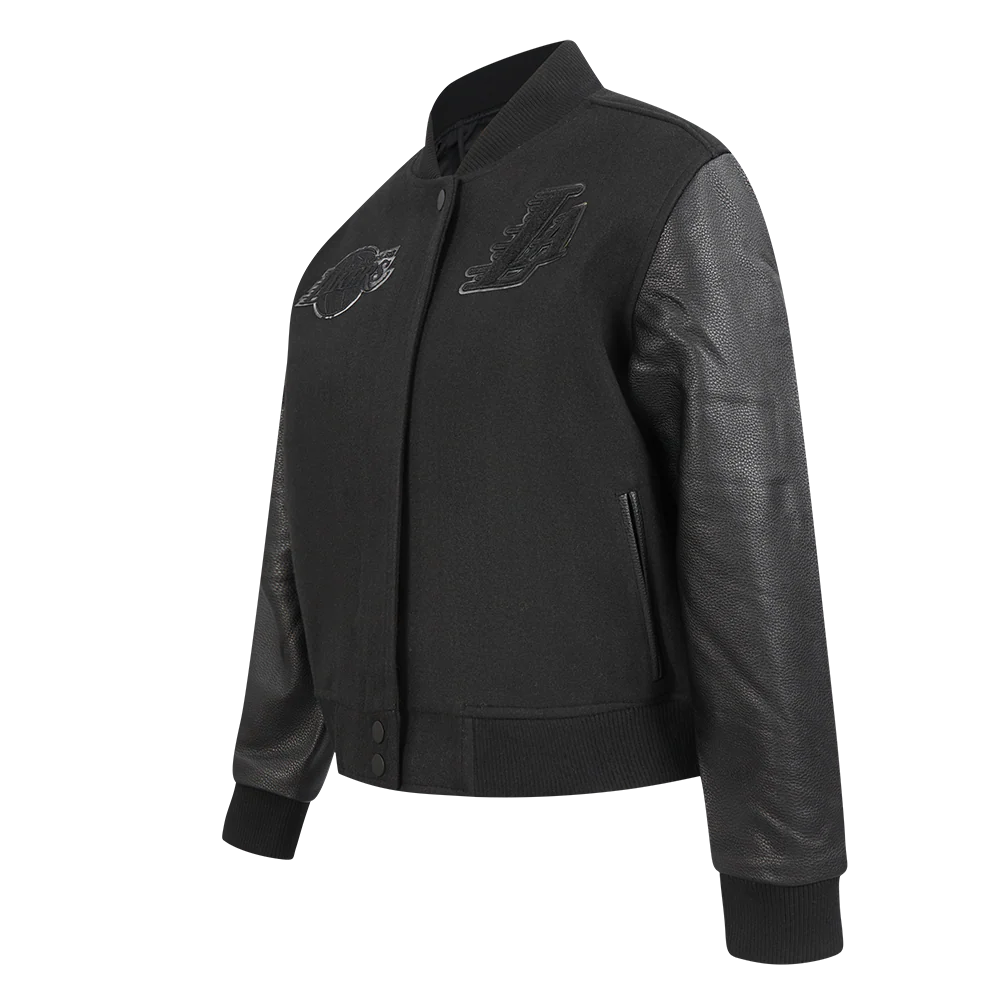 NBA LOS ANGELES LAKERS CLASSIC 3BK WOMEN'S WOOL VARSITY JACKET (JET BLACK) - Image 2