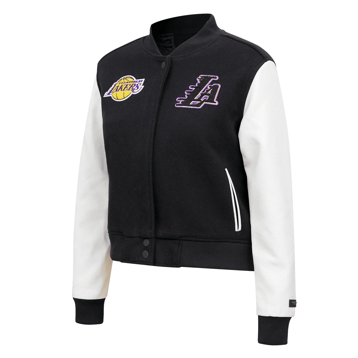 NBA LOS ANGELES LAKERS CLASSIC WOOL WOMEN'S VARSITY JACKET (BLACK/WHITE) - Image 2